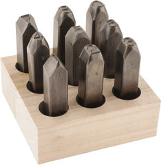 C.H. Hanson - 9 Piece, 1/2" Character Steel Stamp Set - Figures, Reverse - Exact Tooling