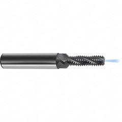 Guhring - M4x0.70 Metric , 3mm Cut Diam, 3 Flute Solid Carbide Helical Flute Thread Mill - Internal Thread, 10.9mm LOC, 48mm OAL, 6mm Shank Diam - Exact Tooling
