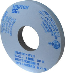 Norton - 14" Diam x 5" Hole x 1-1/2" Thick, K Hardness, 80 Grit Surface Grinding Wheel - Ceramic, Type 1, Medium Grade, 1,800 Max RPM, Vitrified Bond, No Recess - Exact Tooling