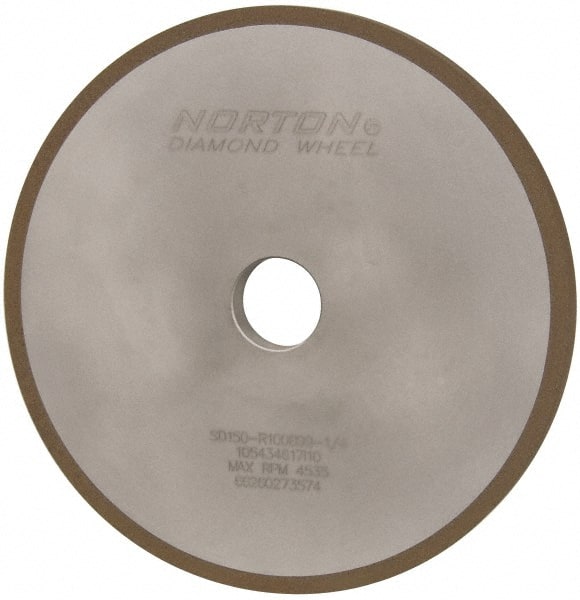 Norton - 8" Diam x 1-1/4" Hole x 1/2" Thick, 150 Grit Surface Grinding Wheel - Diamond, Type 1A1, Very Fine Grade, Resinoid Bond - Exact Tooling