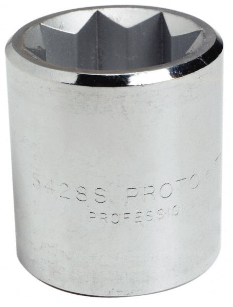 Proto - 3/8", 1/2" Drive, Standard Hand Socket - 8 Points, 1-7/16" OAL, Alloy Steel, Chrome Finish - Exact Tooling