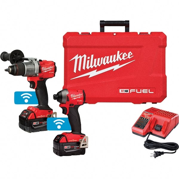 Milwaukee Tool - 18 Volt Cordless Tool Combination Kit - Includes 1/2" Drill/Driver & 1/4" Impact Driver, Lithium-Ion Battery Included - Exact Tooling