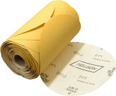 Norton - 6" Diam, 150 Grit Aluminum Oxide Adhesive PSA Disc - Medium Grade, Gold, C Weighted Backing, Flexible - Exact Tooling