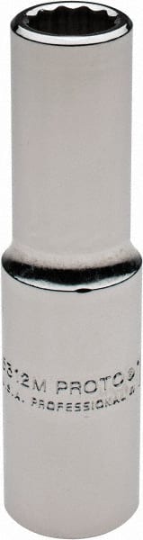 Proto - 1/2" Drive, Deep Hand Socket - 12 Points, 3-1/4" OAL, Chrome Finish - Exact Tooling