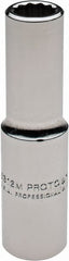 Proto - 1/2" Drive, Deep Hand Socket - 12 Points, 3-1/4" OAL, Chrome Finish - Exact Tooling