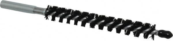 Schaefer Brush - 4" Brush Length, 1/2" Diam, Nylon Single Stem, Single Spiral Condenser Tube Brush - 6-1/4" Long, Nylon, 12-24 Female Connection - Exact Tooling