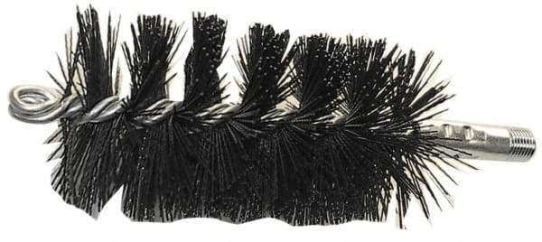Schaefer Brush - 5" Brush Length, 3-1/4" Diam, Nylon Single Stem, Single Spiral Tube Brush - 7-1/4" Long, Nylon, 1/4" NPSM Male Connection - Exact Tooling