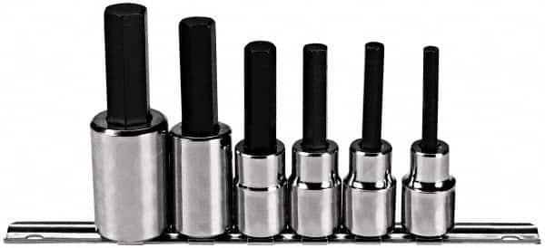 Proto - 6 Piece 1/2" Drive Metric Hex Bit Socket Set - 6 to 17mm Hex - Exact Tooling