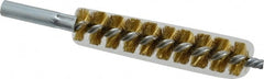 Schaefer Brush - 4" Brush Length, 3/4" Diam, Double Stem, Single Spiral Tube Brush - 6-1/4" Long, Brass, 12-24 Female Connection - Exact Tooling