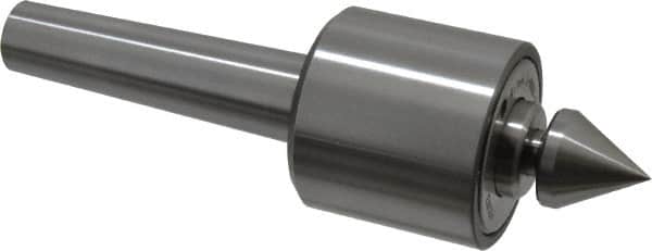 Riten - MT3 Taper Shank, 2-1/8" Head Diam Live Center - 5,000 Max RPM, 2" Head Length, 1" Point Diam, 1/4" Point Len, 350 Lb Max Workpc, 2" OAL, Male Point - Exact Tooling