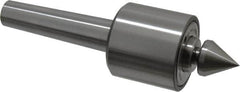 Riten - MT3 Taper Shank, 2-1/8" Head Diam Live Center - 5,000 Max RPM, 2" Head Length, 1" Point Diam, 1/4" Point Len, 350 Lb Max Workpc, 2" OAL, Male Point - Exact Tooling