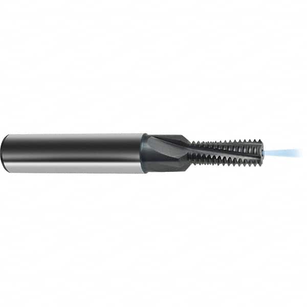 Guhring - 1/4-20 UNC , 4.8mm Cut Diam, 3 Flute Solid Carbide Helical Flute Thread Mill - Internal Thread, 14.6mm LOC, 62mm OAL, 8mm Shank Diam - Exact Tooling