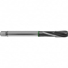 Guhring - M8x1.00 Metric 3 Flute 6H Bottoming Spiral Flute Tap - High Speed Steel, TiCN Finish, 90mm OAL, Right Hand Flute, Right Hand Thread, D4/D5, Series 4156 - Exact Tooling