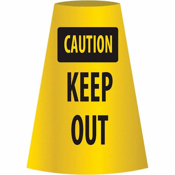 NMC - Caution - Keep Out, 21-3/4" Wide x 11" High, Polyethylene Floor Sign - Cone, Black on Yellow, For Restroom, Janitorial & Housekeeping - Exact Tooling