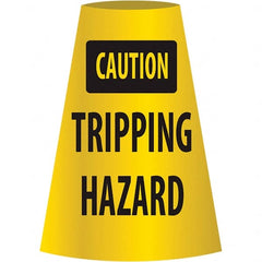 NMC - Caution - Tripping Hazard, 21-3/4" Wide x 11" High, Polyethylene Floor Sign - Cone, Black on Yellow, For Restroom, Janitorial & Housekeeping - Exact Tooling