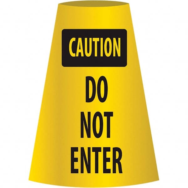 NMC - Caution - Do Not Enter, 21-3/4" Wide x 11" High, Polyethylene Floor Sign - Cone, Black on Yellow, For Restroom, Janitorial & Housekeeping - Exact Tooling