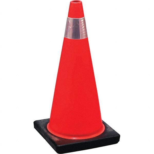NMC - 18" High, Orange Traffic Cone - 10-1/2" Base Width, Rubber - Exact Tooling