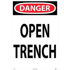 NMC - "Open Trench", 36" Long x 24" Wide, Rigid Plastic Safety Sign - Rectangular, Use for Workplace/Safety - Exact Tooling