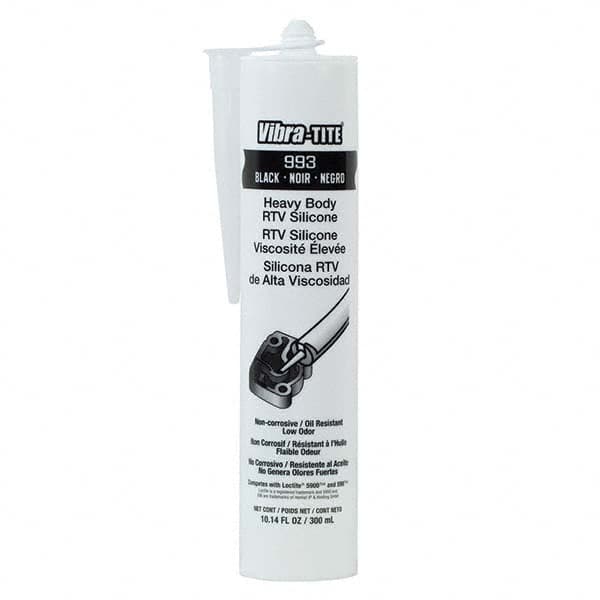 Vibra-Tite - 300 mL Cartridge, Heavy Body Black Silicone Gasket Maker - Exact Tooling