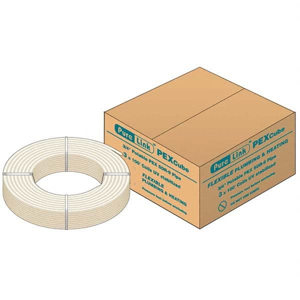 Mueller Industries - 0.671" ID x 7/8" OD, 100' Long, PEX-A Tube - Natural with Blue Print, 100 Max psi - Exact Tooling
