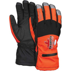 MCR Safety - Size XL Synthetic Blend Work Gloves - For Cold Weather, Uncoated, Slip-On Cuff, Full Fingered, Orange, Paired - Exact Tooling