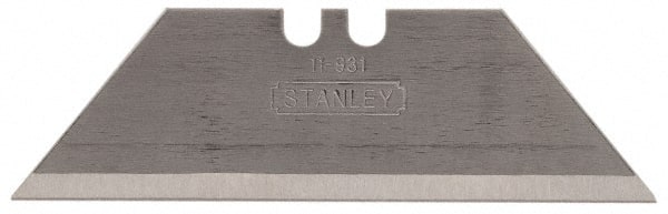 Stanley - 100 Piece Carbon Steel Utility Knife Blade - 2-7/16" OAL, 0.035" Blade Thickness - Exact Tooling