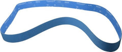 Norton - 2" Wide x 72" OAL, 80 Grit, Zirconia Alumina Abrasive Belt - Zirconia Alumina, Medium, Coated, X Weighted Cloth Backing, Series R823 - Exact Tooling