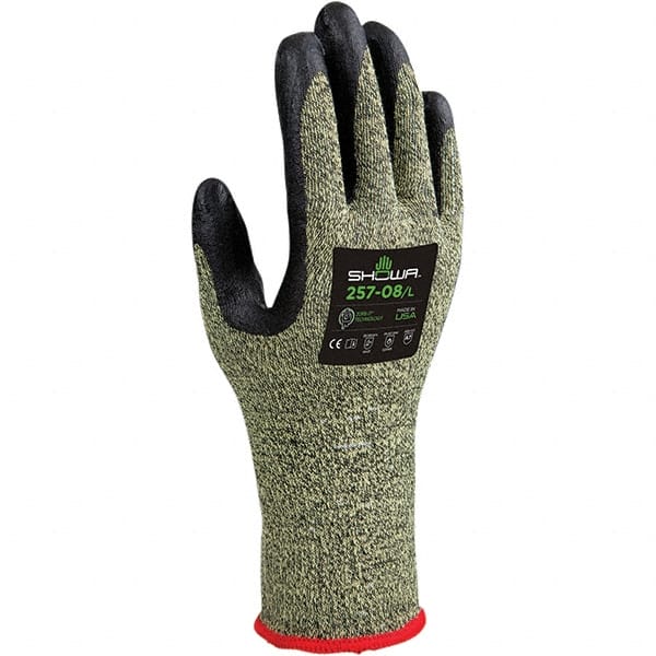 SHOWA - Size XL (9), ANSI Cut Lvl A7, Puncture Lvl 2, Abrasion Lvl 4, Foam Nitrile Coated Kevlar/Stainless Steel Cut Resistant Gloves - Exact Tooling