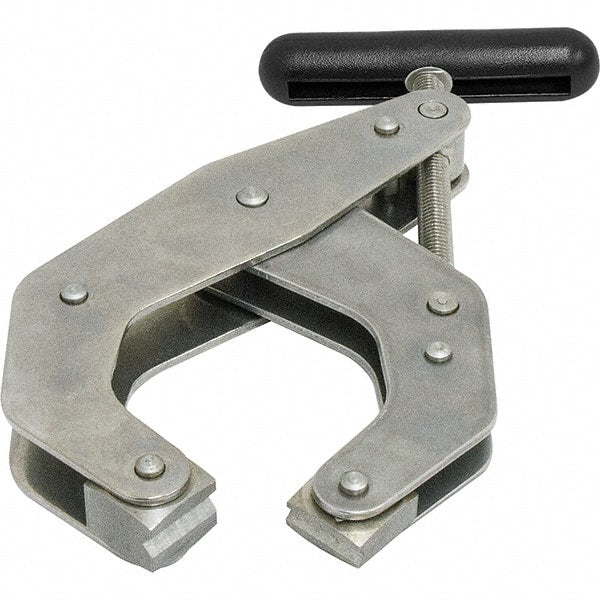 Kant Twist - 1,500 Lb, 4-1/2" Max Opening, 2-3/8" Open Throat Depth, 2-1/2" Closed Throat Depth, Cantilever Clamp - Stainless Steel Jaw, T-Handle, 1-1/8" Max Width - Exact Tooling