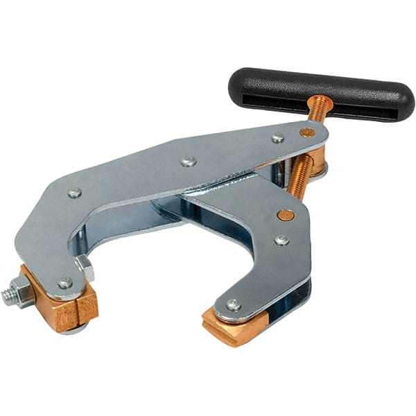 Kant Twist - 1,700 Lb, 4-1/2" Max Opening, 2-3/8" Open Throat Depth, 2-5/8" Closed Throat Depth, Cantilever Clamp - Copper Plated Steel Jaw, T-Handle, 1-1/8" Max Width - Exact Tooling