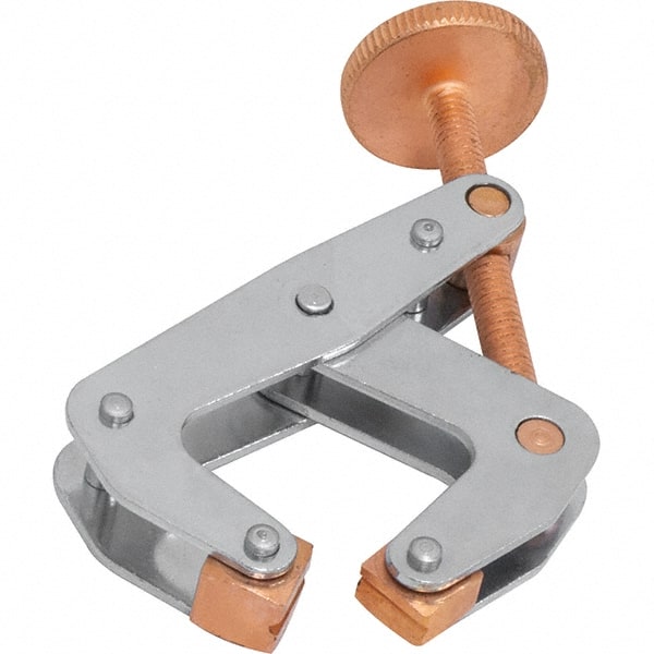 Kant Twist - 700 Lb, 2-1/2" Max Opening, 1-3/4" Open Throat Depth, 1-13/16" Closed Throat Depth, Cantilever Clamp - Copper Plated Steel Jaw, Round Handle, 7/8" Max Width - Exact Tooling