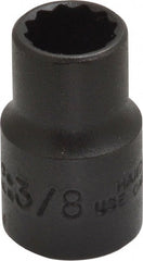 Proto - 3/8", 3/8" Drive, Standard Hand Socket - 12 Points, 1-3/32" OAL, Alloy Steel, Black Finish - Exact Tooling