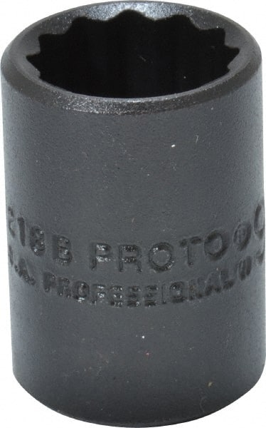Proto - 9/16", 3/8" Drive, Standard Hand Socket - 12 Points, 1-1/8" OAL, Alloy Steel, Black Finish - Exact Tooling