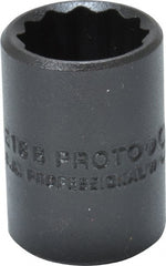 Proto - 9/16", 3/8" Drive, Standard Hand Socket - 12 Points, 1-1/8" OAL, Alloy Steel, Black Finish - Exact Tooling