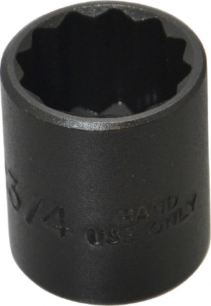 Proto - 3/4", 3/8" Drive, Standard Hand Socket - 12 Points, 1-3/16" OAL, Alloy Steel, Black Finish - Exact Tooling