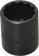 Proto - 3/4", 3/8" Drive, Standard Hand Socket - 12 Points, 1-3/16" OAL, Alloy Steel, Black Finish - Exact Tooling