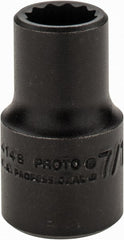 Proto - 7/16", 1/2" Drive, Standard Hand Socket - 12 Points, 1-1/2" OAL, Alloy Steel, Black Finish - Exact Tooling