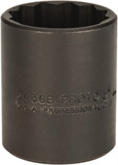 Proto - 1-1/8", 1/2" Drive, Standard Hand Socket - 12 Points, 1-3/4" OAL, Alloy Steel, Black Finish - Exact Tooling