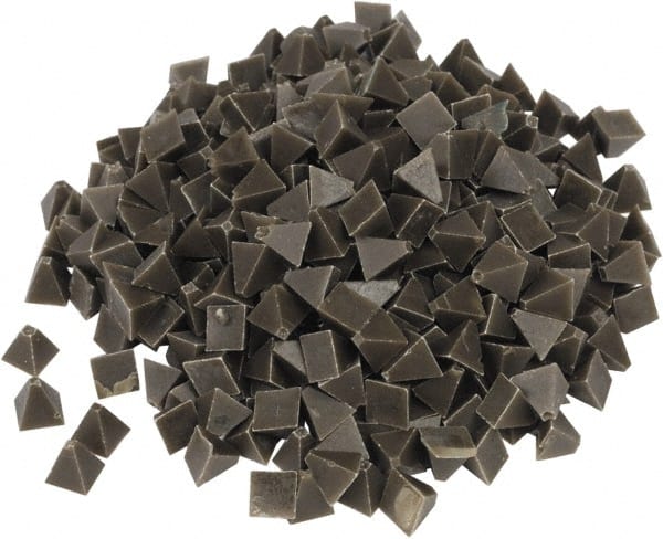 Raytech - 55 Lb/Cubic Ft Density, Plastic Carrier, Pyramid Shaped, Tumbling Media - Medium Cut for Fine Surface Finish, Wet Operation, 1/4" High x 1/4" Long Base - Exact Tooling