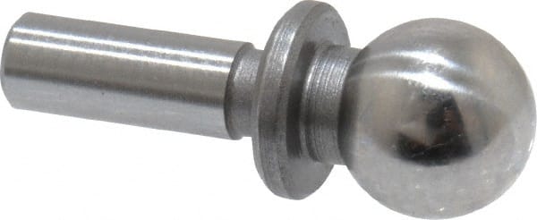 Jergens - 1/4" Ball Diam, 1/8" Shank Diam, Steel Inspection Tooling Ball - Slip-Fit Shank, 9/16" Ball Center to Shank Bottom, 0.2" Ball Center to Shoulder Bottom, with Shoulder - Exact Tooling
