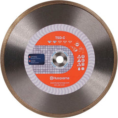 Husqvarna - 10" Diam, 5/8 & 7/8" Arbor Hole Diam, Continuous Edge Tooth Wet & Dry Cut Saw Blade - Diamond-Tipped, Finishing Action, Standard Round Arbor - Exact Tooling
