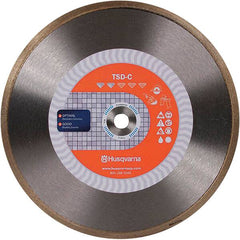 Husqvarna - 4-1/2" Diam, 5/8 & 7/8" Arbor Hole Diam, Continuous Edge Tooth Wet & Dry Cut Saw Blade - Diamond-Tipped, Finishing Action, Standard Round Arbor - Exact Tooling