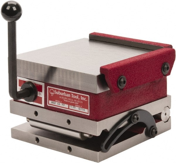 Suburban Tool - 6" Long x 6" Wide x 4-1/4" High, Fine Pole, Steel Sine Plate & Magnetic Chuck Combo - 0.0002" Tolerance, Square to 0.0002", (2) Rails & Handle - Exact Tooling