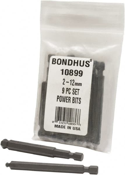 Bondhus - Hex Drive Bit Sets - MP 2-12MM 9PC POWER BIT SET-BONDHUS - Exact Tooling