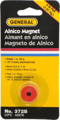 General - 3/4" Diam, 1/8" Hole Diam, 4 Lb Max Pull Force Alnico Button Magnet - 1/2" High - Exact Tooling