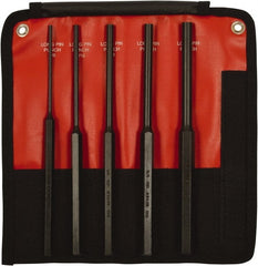 Mayhew - 5 Piece, 1/8 to 3/8", Pin Punch Set - Hex Shank, Steel, Comes in Kit Bag - Exact Tooling