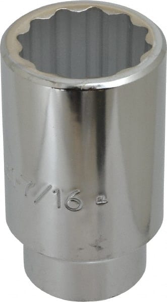 Proto - 1-7/16", 1/2" Drive, Deep Hand Socket - 12 Points, 3-1/2" OAL, Chrome Finish - Exact Tooling