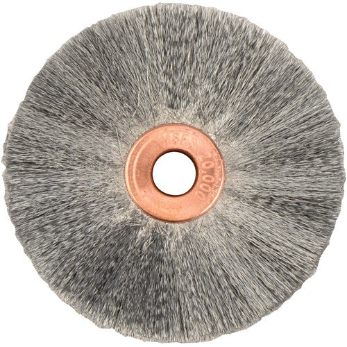 2″ Small Diameter Crimped Wire Wheel, .003″ Steel Fill, 1/4″ Arbor Hole - Exact Tooling