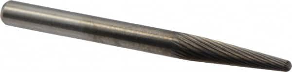 M.A. Ford - 1/8" Cut Diam, 1/8" Shank Diam, Taper Head Double Cut Burr - Carbide, Radius End, 1/2" LOC, 1-1/2" OAL - Exact Tooling