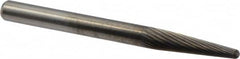M.A. Ford - 1/8" Cut Diam, 1/8" Shank Diam, Taper Head Double Cut Burr - Carbide, Radius End, 1/2" LOC, 1-1/2" OAL - Exact Tooling